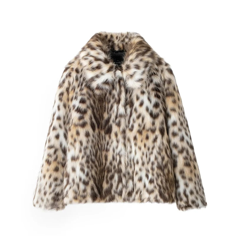 Faux Fur Tiger Print Cropped Jacket